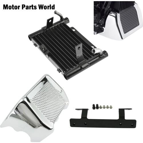 Motorcycle Chrome Oil Cooler Cover Kit With Bracket & Oil Cooler Adapter For Harley Touring Street Glide Road King FLHX 2017-19