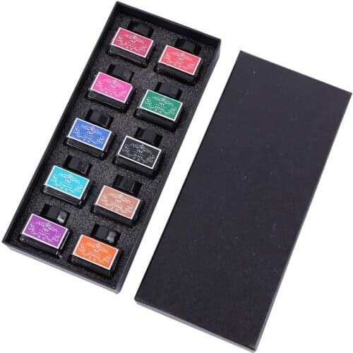 10Pcs/set Calligraphy Ink Set Glass Dip Pen Fountain Pen Colorful Inks For Writing Office School Supplies Stationery Set