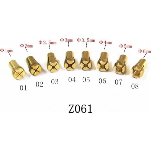 Copper Collet 8 Pieces a Set 1mm.2mm,2.5mm,3mm,3.5mm,4mm,5mm,6mm Dedicated Zhouyu The First Tool Mini Machine Accessory
