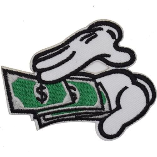 Hand Money Counting Hands Iron On Patch Cool Dollar Patches for Clothing Bag Jacket New Wedding DIY Accessory Garment Applique