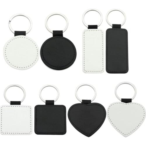 2021 New 10Pcs Leather Blank Sublimation Heat Transfer MDF Keychains Kit Jewelry Making 2020 trend
