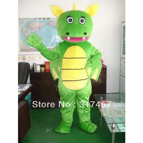 New GREEN Dragon Dinosaurs Mascot Costume Adult Character Costume Cosplay mascot costume free shipping