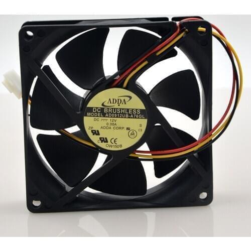 ADDA AD0912UB-A76GL DC 12V 0.30A 3-wire 60x60x25mm Server Cooling Fan