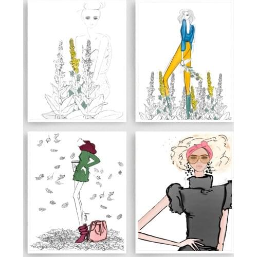 Paris Sexy Girl Fashion Dress Wall Art Canvas Painting Nordic Posters And Prints Salon Decoration Wall Pictures For Living Room