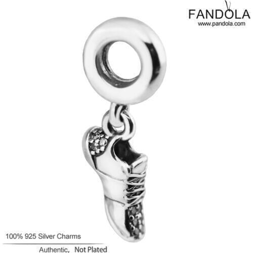 To Run Charms Fits Pandora Bracelet 925 Sterling Silver Clear CZ Running Shoe Dangle Charm Beads for Jewelry Making Berloque