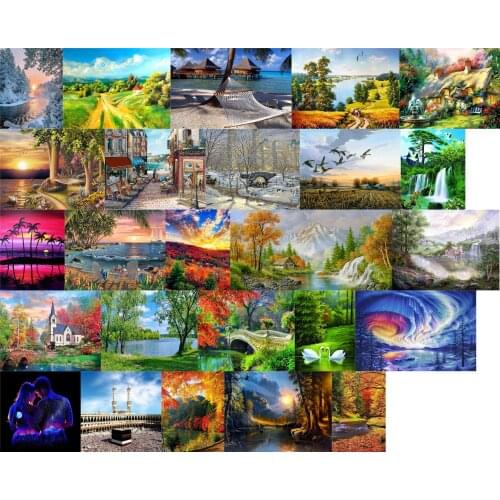 R15551 Landscape Sunset Tree cross stitch kit people 18ct 14ct 11ct count canvas stitches embroidery DIY handmade needlework