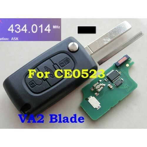 RMLKS New Flip Remote Key Fob 3BTN 433MHz PCF7961 Chip ID46 Fit For Peugeot CE0523 For Citroen CE0523 Uncut Blade