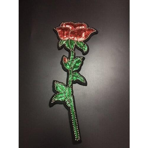 Rose outside beaded sequined patches sewing on garment accessories decoration stick embroidery applique patches for clothing