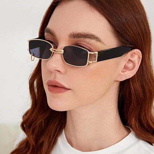 Small Rectangle Womens Sunglasses 2021 Popular Fashion Luxury Brand Metal Sun Glasses Female Fashion Summer Eyewear