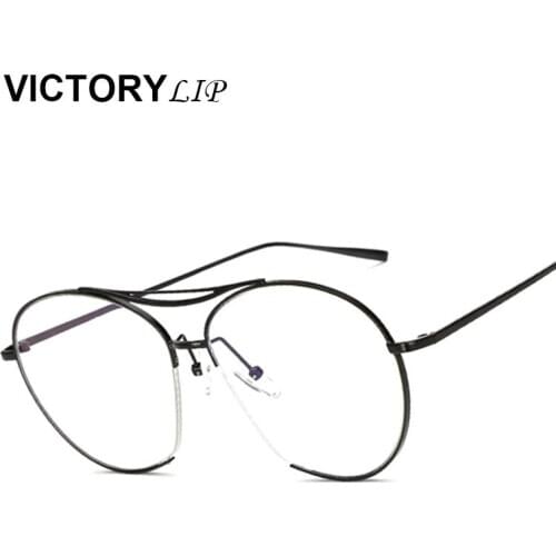 VictoryLip Classic Fashion Vintage Sun Glasses Women Metal Frame sunglasses Clear Lens Transparent Retro Eyeglasses Oculos