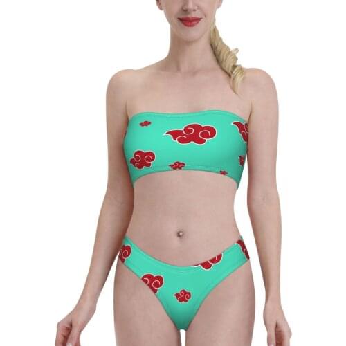 Comic Anime Game Swimsuit for Women young Girl Akatsuki Uchiha Sasuke Bandeaukini 2021 bandeau SwimSuit Bikinis