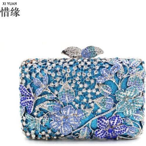 Women Clutch Chain Shoulder Messenger Bag prom cocktail Metal Diamonds Evening Bag For Wedding Party Handbags crossbody bags