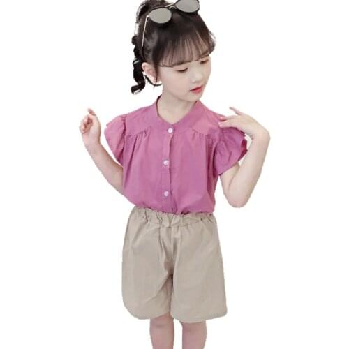 Girls Clothes Vest + Short Girls Clothing Solid Color Clothes Girl Summer Childrens Tracksuits 6 8 10 12 14