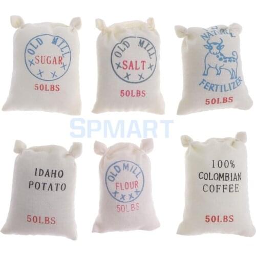 1/12 Scale Dollhouse Miniature kitchen Food 6 Bags of Sugar Flour Salt Potato