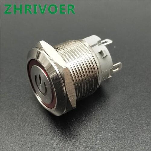 1pcs 19mm Metal Power Mark Brass Button Switch Oblate Lighting Instantaneous Self-reset 1NO