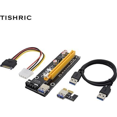 100pcs Black 60cm PCI-E extender PCI Express Riser Card 1x to 16x USB 3.0 SATA to 4Pin IDE Molex Power Supply BTC Miner Machine