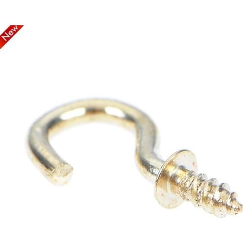 20pcs/Set 1/2 Inches Brass Plated Cup Hooks Shouldered Screw Hanging Hat Coat Peg Hanger Home Office Hardware Hooks