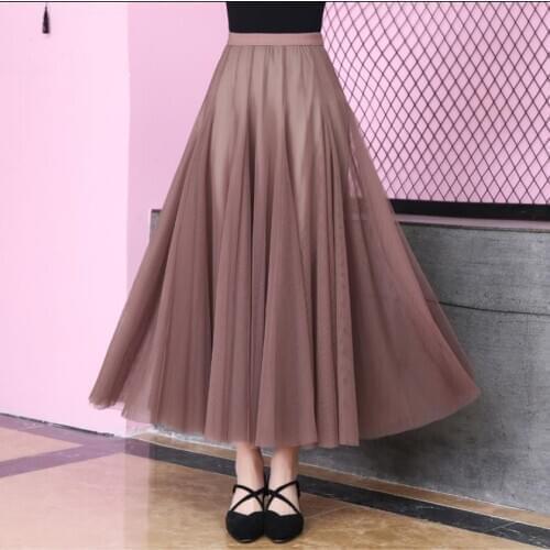 2020 fashion mesh pleated skirts and college style Temperament was thin small fresh beach pleated skirts with lining F1833
