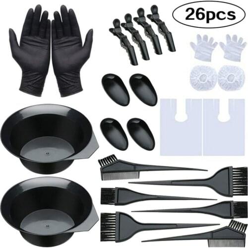 26 Pieces Hair Coloring Tool Set Hairdressing Tools Comb Brush Disposable Shower Cap Latex Gloves Hair Dyeing Bowl accessories
