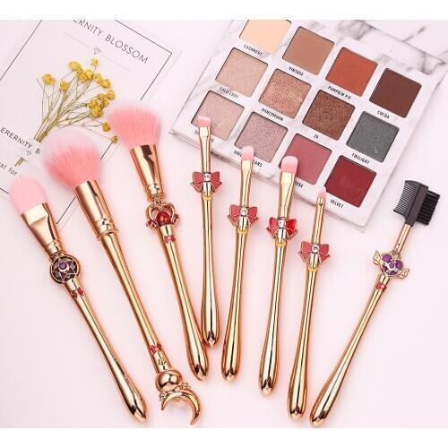 8pcs Makeup Brushes Sets & Kits Sailor Moon Soft Hair Blusher Concealer Eye Shadow FOUNDATION Lip Brush Cosmetics Tool