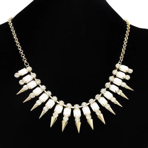 BOHO Punk Gold Color Rivet Crystal Pendant Necklace Fashion Jewelry Summer Long Women Necklace For Birthday Gift New Gothic