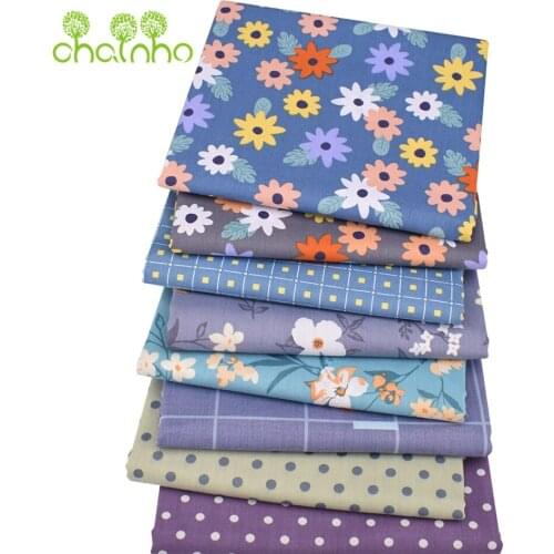 Chainho,Printed Twill Cotton Fabric,Patchwork Cloth For DIY Sewing&Quilting Baby&Childrens Beding Material,Purple Floral Series