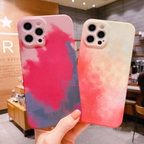 Liquid Solid Case For iPhone 12 11 Pro Max XS X XR Mini 7 8 Plus Aquarelle Mobile Phone Protective Back Cover Capa Coque Fundas