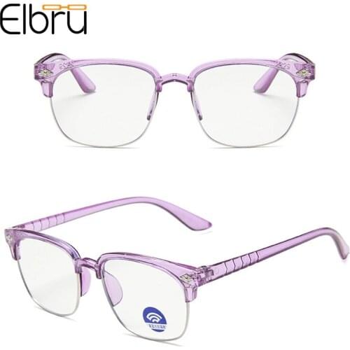 Elbru Children Square Half Frame Glasses Frame Boys Girls Anti Blue Light Plain Spectacles Fashion Student Optical Eyeglasses
