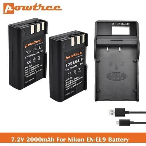 EN-EL9 EN EL9a Battery+Charger for Nikon D40, D40X, D60, D3000, D5000 Cameras, Replacement for Nikon EN EL9, EN-EL9a & MH-23 L50
