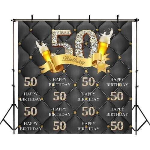 NeoBack 30th 40th 50th 60th 70th Birthday Backdrop Wine Glass Decorate Golden Diamond Background Custom Name Age Photo Backdrop