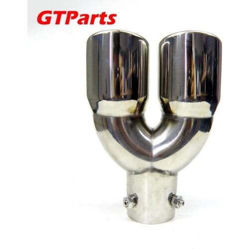 GTPARTS Car Universal Stainless Steel Dual Twin Exhaust Pipe Tail End Tip Plain End One Change Two Out Muffler Tip