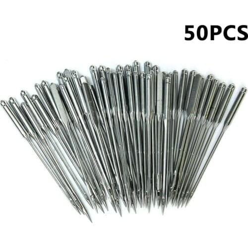50 Pieces/Set Silver Sewing Machine Needles Assorted Home Sewing Machine Needles Portable Sewing Accessories Home Sewing Needle
