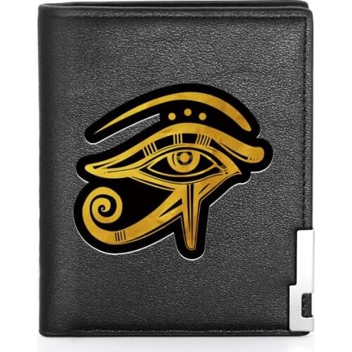 Classic Fashion Wedjat Eye Printing Mens Wallet Leather Purse For Men Credit Card Holder Short Male Slim Coin Money Bags