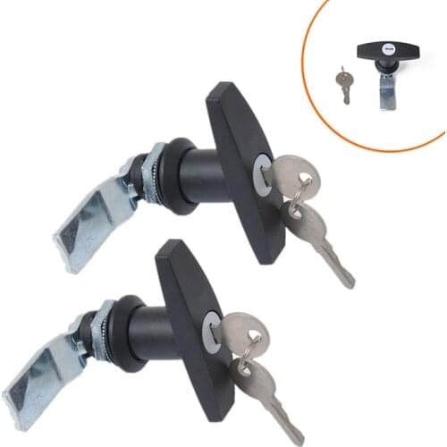 Combination 2pcs-Of RV Trailer T-Handle Cam Lock Large Toolbox Lockstitch Chassis Electric Cabinet Knit Black Auto Parts