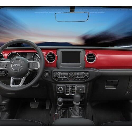 Red Center console instrument panel Decorative patch trim stickers interior modification For Jeep 18-21 JL Wrangler
