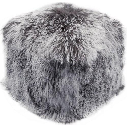 Creative Durable Using Mongolian Fur Square Wool Ottoman