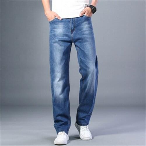 Summer Jeans Mens Clothing Thin Denim Pants Leisure Boyfriend Jean Plus Size 42 Fashion Light Blue Mens Trousers