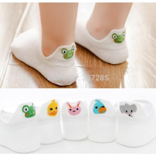 Boys girls summer socks shallow mouth invisible cotton children breathable mesh socks fruit animal embroidered sock for boy kids
