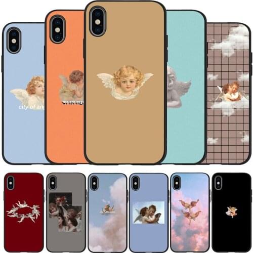 Fashion aesthetic cute art angle popular Black Silicone Soft Phone Case For iPhone 11 12 Pro X XR XS MAX 5 6 7 8 Plus SE 2020
