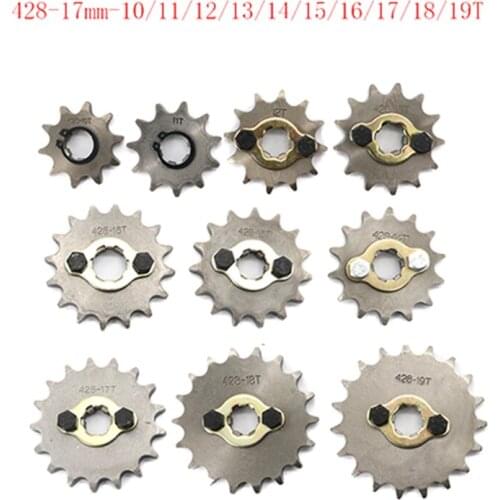 Motorcycle Parts 428 Sprocket 17mm 10T 11T 12T 13T 14T 15T 16T 17T 18T 19T Gear for Dirt Pit Bike ATV Quad Go Kart Buggy Scooter
