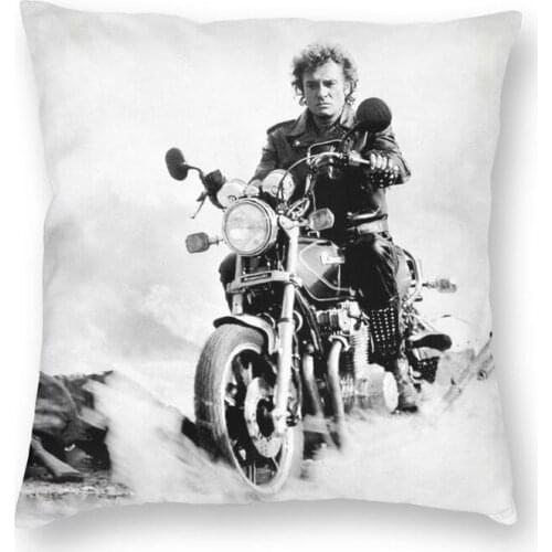 French Singer Cushion Covers Sofa Home Decor Motorcyclist Johnny Hallyday Square Throw Pillow Case 45x45cm