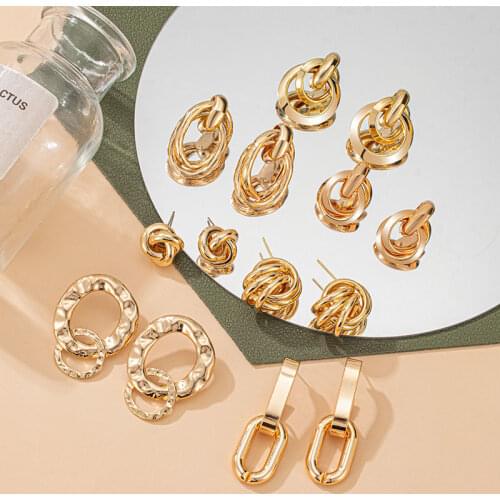 New Fashion Punk Drop Earrings For Women Statement Chain Bohemian Earrings Gold Hanging Earrings Geometric 2021 Metal Jewelry