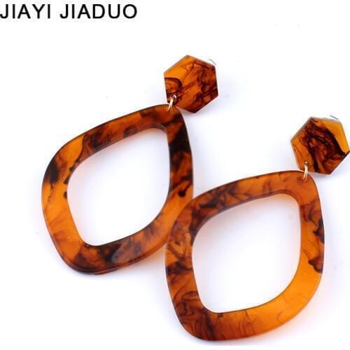 Jiayijiaudo new 2017 Acrylic Geometric Earrings For Girls Fashion Jewelry Dangle Earrings For Women Beach Wholesale Gift