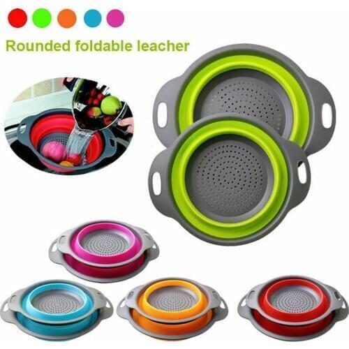New Strainer Collapsible Kitchen Colander Silicone Vegetable Fruit Basket Tool Kitchen Bowl