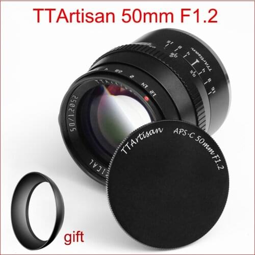 TTArtisan 50mm F1.2 Camera Lens for Fujifilm M4/3 Sony E Canon M M43 Mount Camera APS-C Camera Lens Large Aperture Manual Focus