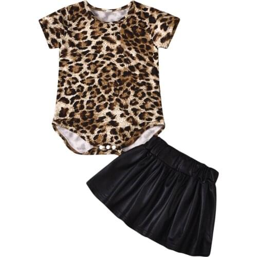 1-6Y детская одежда Baby Toddler Girls Clothes Set Leopard Print T-Shirt Skirt Kids Clothes Girls Sets одежда для девочек юбка
