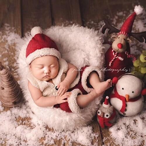 Newborn Christmas Clothes Photography Props Baby Boy Girl Photoshoot Xmas Hat+Outfits Sets Props fotografia Accessories Costume