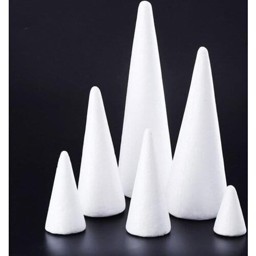 Christmas Crafts Decorations White Solid Foam DIY Cone Children Handmade Craft Cone Accessories For Home Christmas Craft