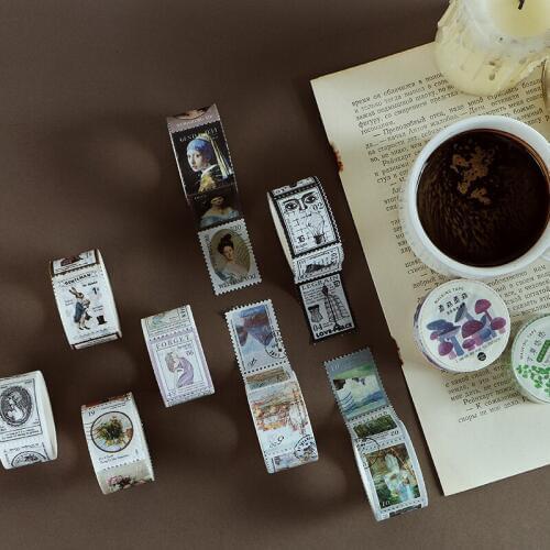 Vintage Stamp series Stationery Scrapbooking Masking Tape Handbook Diary DIY Decoration School Supplies Stationery