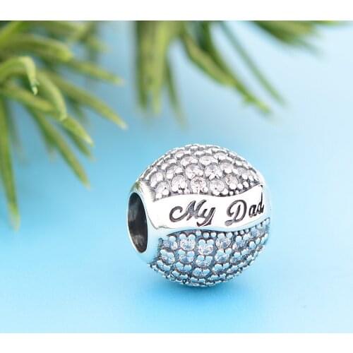 FC Jewelry Fit Original Brand Charm Bracelet Authentic 925 Sterling Silver My Dad My Hero Pave Zircon Bead Making Berloque 2021